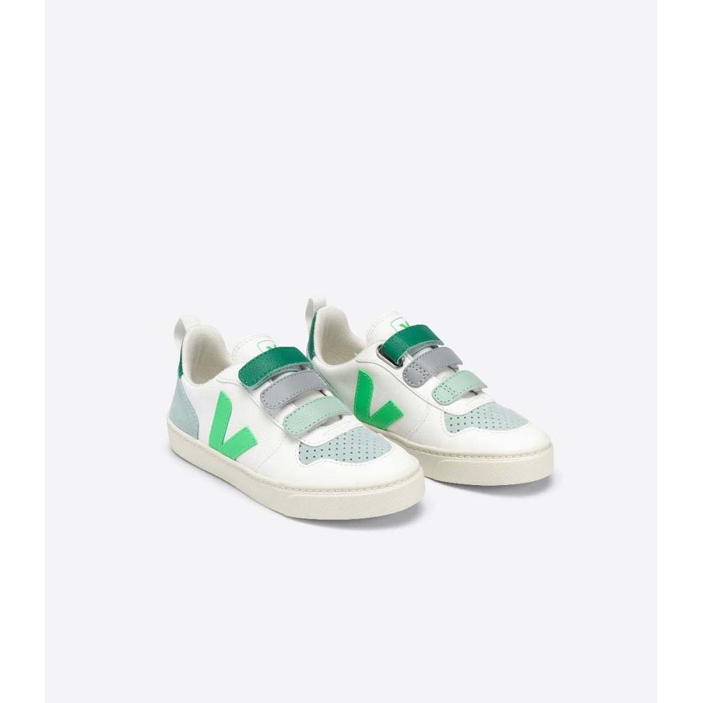 Veja V-10 CHROMEFREE Topanky Detske White/Green | SK 741MQZ